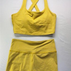 Madewell Yellow Checkered Bike Shorts Set